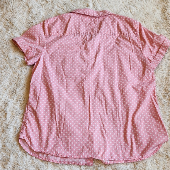 Tommy Hilfiger XL pink short sleeve white polka dot button-down shirt - Picture 6 of 8